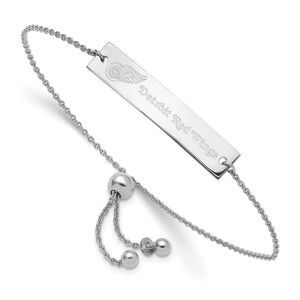 Sterling Silver Rhodium Plated NHL Detroit Red Wings Bracelet, 9 Inch
